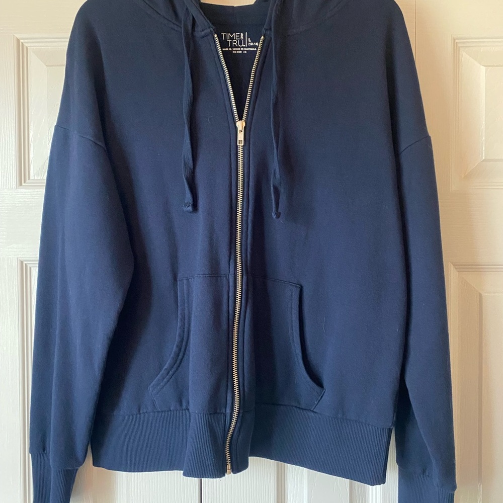 Women’s Time and Tru Dark Blue Zippered Jacket - Gently Used Condition Large